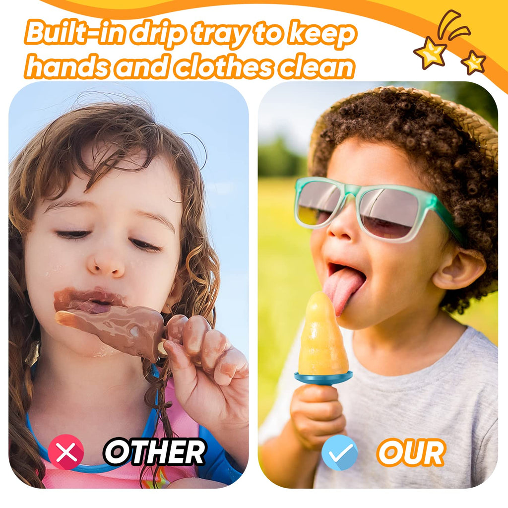 WYOK Popsicle Molds 4-Cavity Silicone Ice Pop Mold (White, Ice World Pops)