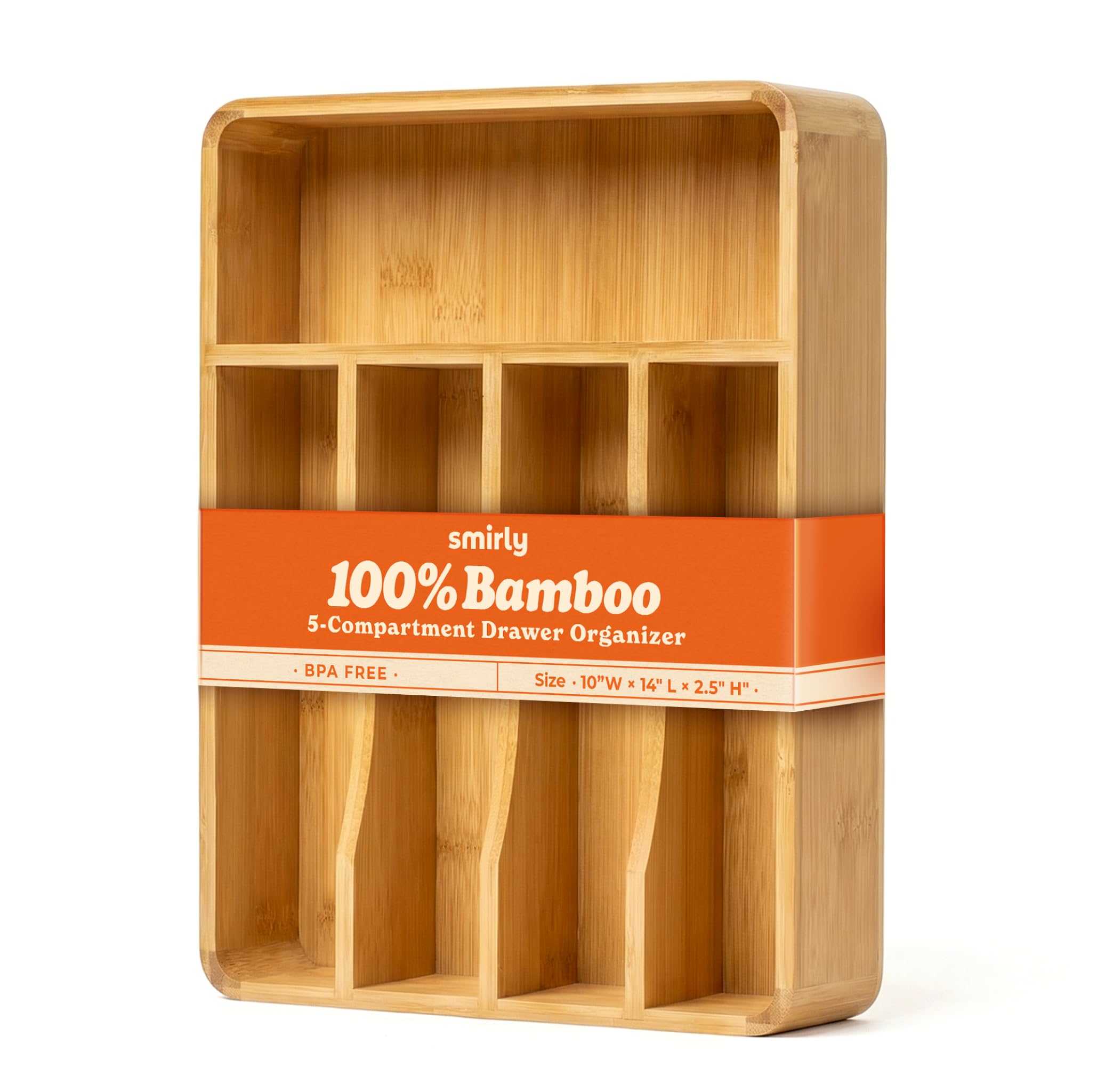 SMIRLY Silverware Drawer Organizer – Bamboo Kitchen Drawer Organizer, Adjustable Utensil Holder and Cutlery Tray, Drawer Dividers for Flatware and Kitchen Utensils