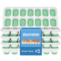 Weftnom Ice Cube Trays with Lids for Freezer, 5 Pack Silicone Set, 70 Cubes