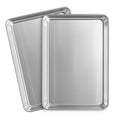 JoyTable Aluminum Baking Sheet Set, 2 Pack Half Sheet Pan, Commercial Quality Cookie Sheets for Baking or Roasting Non-Stick, 18 x 13 Inch Warp Resistant Aluminum Baking Pan