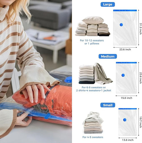 15 Pack Combo Travel Vacuum Bags with Electric Pump, Portable Storage Bags