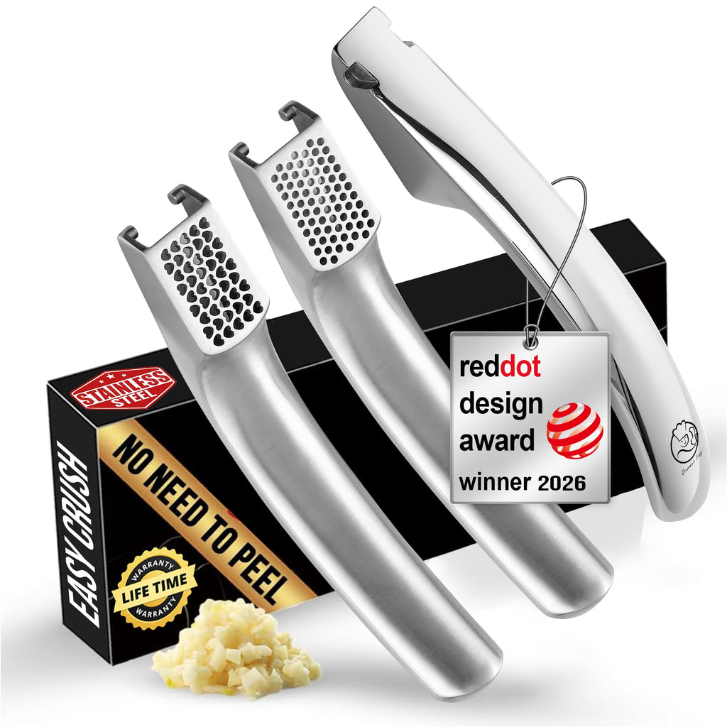 Gourmet Easy Garlic Press Lifetime Replace, No Need to Peel, Coarse Mince
