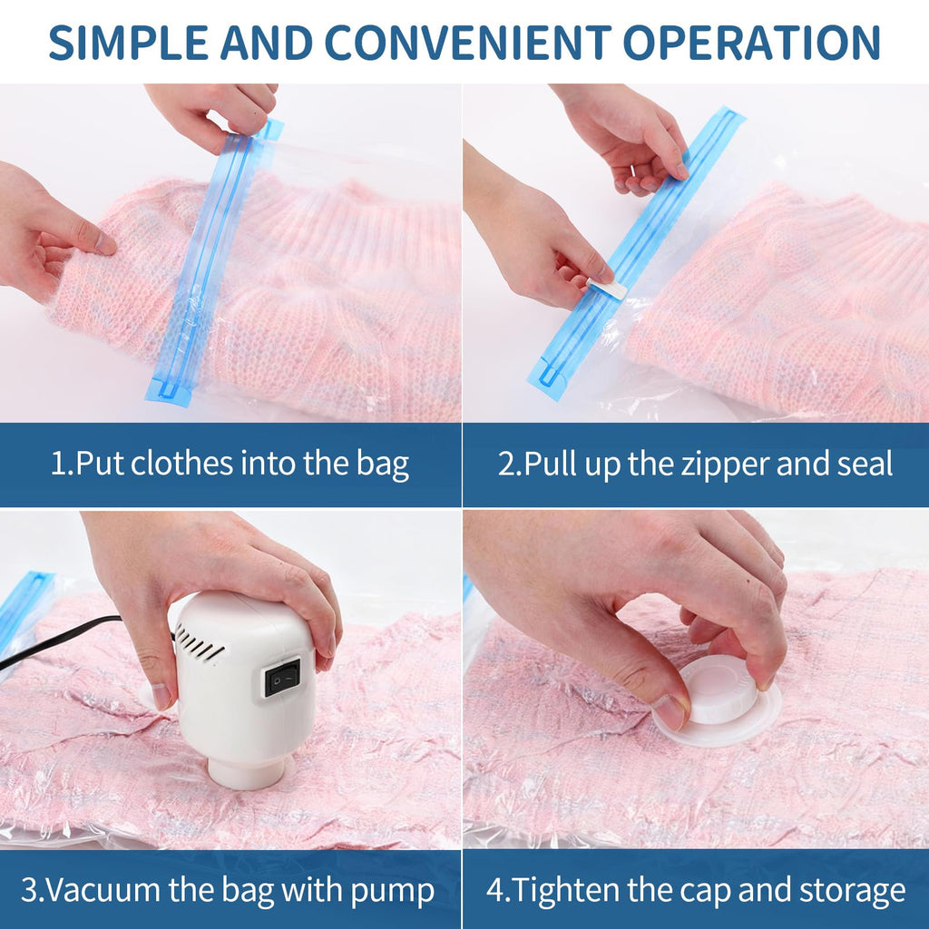 ZoeEnjoyLife Vacuum Storage Bags with Electric Pump 8 Pack Jumbo Size