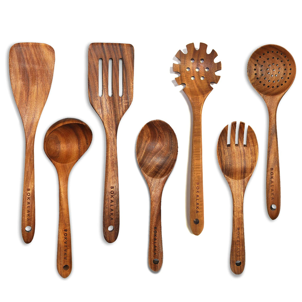 Wooden Spoons for Cooking,12 Pack Wooden Utensils for Cooking Wooden Cooking Utensils Wooden Kitchen Utensils Set Natural Teak Wooden Spatulas for Cooking
