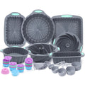 Tongjude 72 Pieces Silicone Bakeware Set, Nonstick Baking Pans Set, Easy Release Oven Silicone Pan for Kitchen with Cake Pans, Loaf Pans, Baking Cups, Measuring Cups and Spoons Set, Grey
