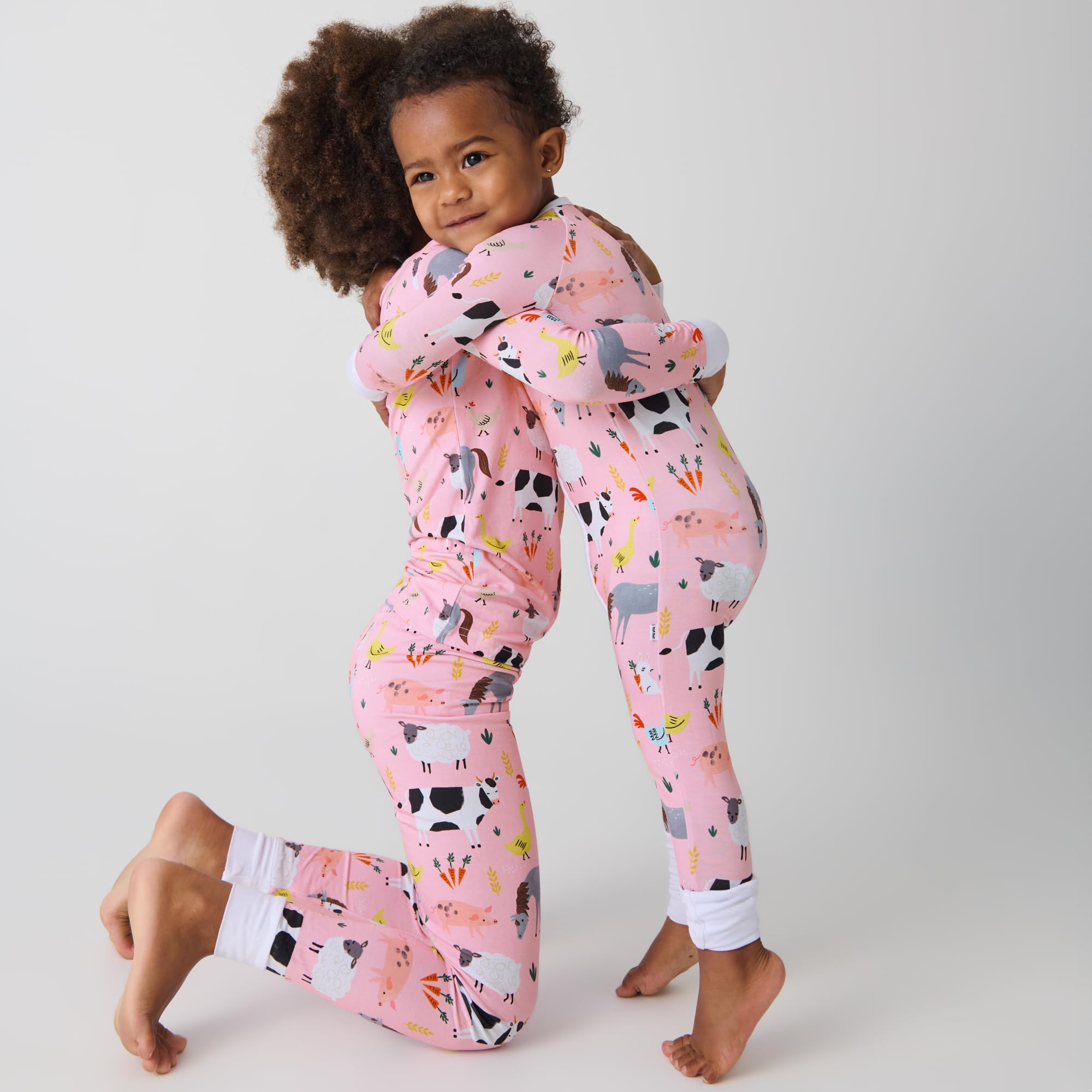 Little Sleepies Baby Pajamas, Pink Farm Animals, 6-12M