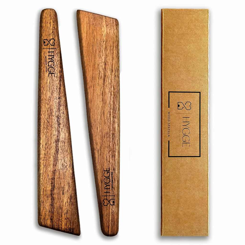HYGGE INTERIOR LIVING Acacia Wood Flat Spatula Wooden Turner - Set of 2