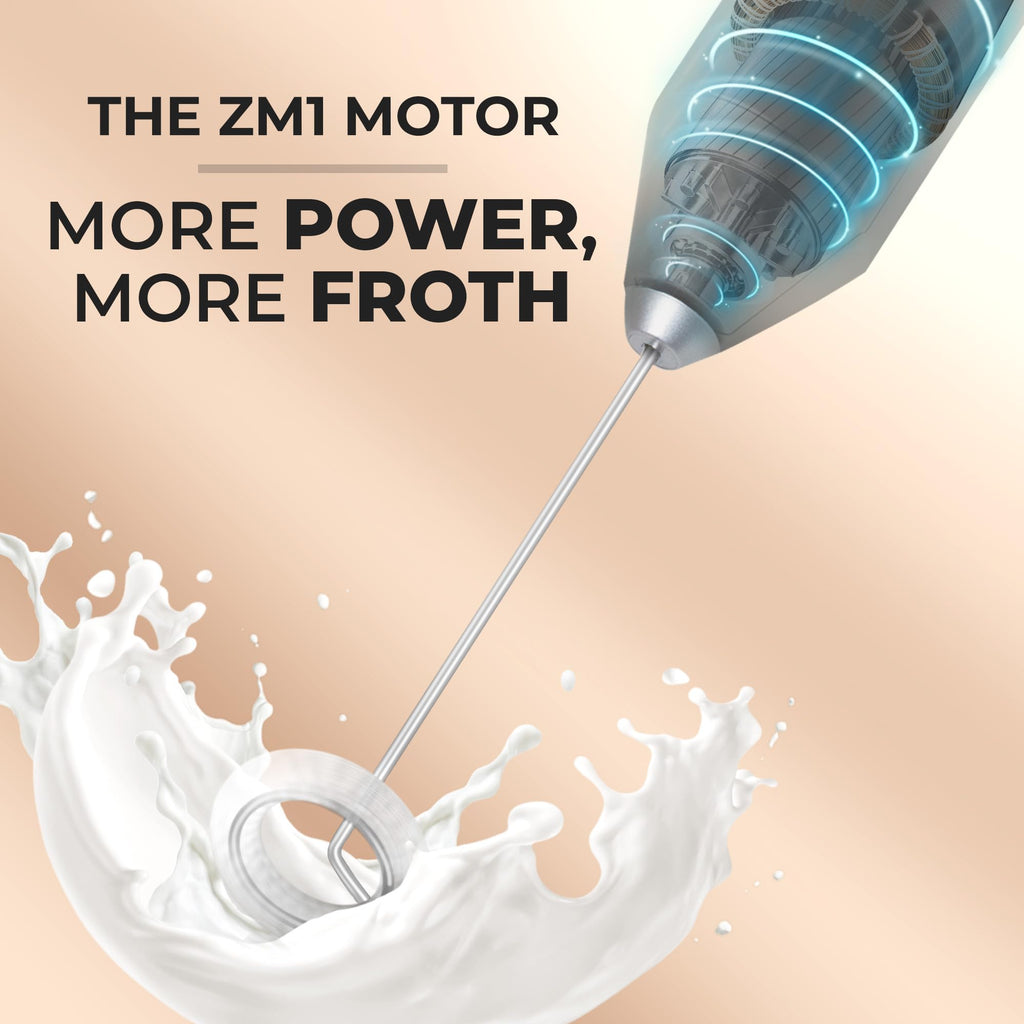 Zulay Kitchen Milk Frother Handheld - Mini Frother Wand, Milk Mixer, Drink Whisk for Coffee, Matcha Essentials & More, Stick Frother for Protein Shakes, Froster Mixer - AA Batteries Included - Black