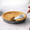 Yamteck 9.5*2.2 Inch Deep Tart Pan w/ Pie Cake Server. Removable Bottom, Non-Stick Coating, Rugged Carbon Steel for Tart Quiche Baking. Gift for Women Wife Christmas Thanksgiving Party Festival Family