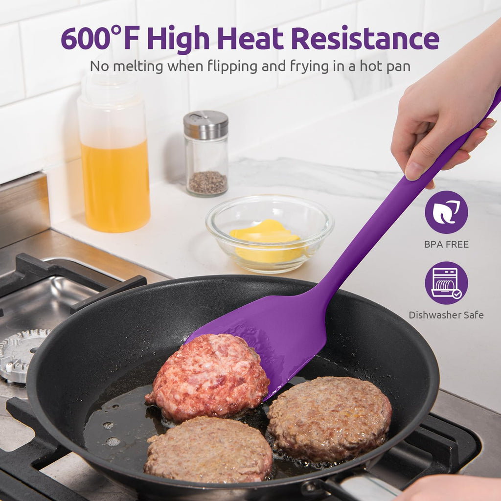 U-Taste Silicone Turner Cooking Spatula, 13.6" Long/3.7" Wide, Purple