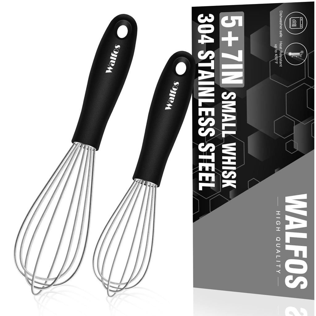Silicone Whisks set with 7+5in mini stainless steel whisk, Non Scratch Coated 7+9+11in Whisks for Nonstick Cookware,Premium for Blending, Whisking, Beating, Frothing & Stirring