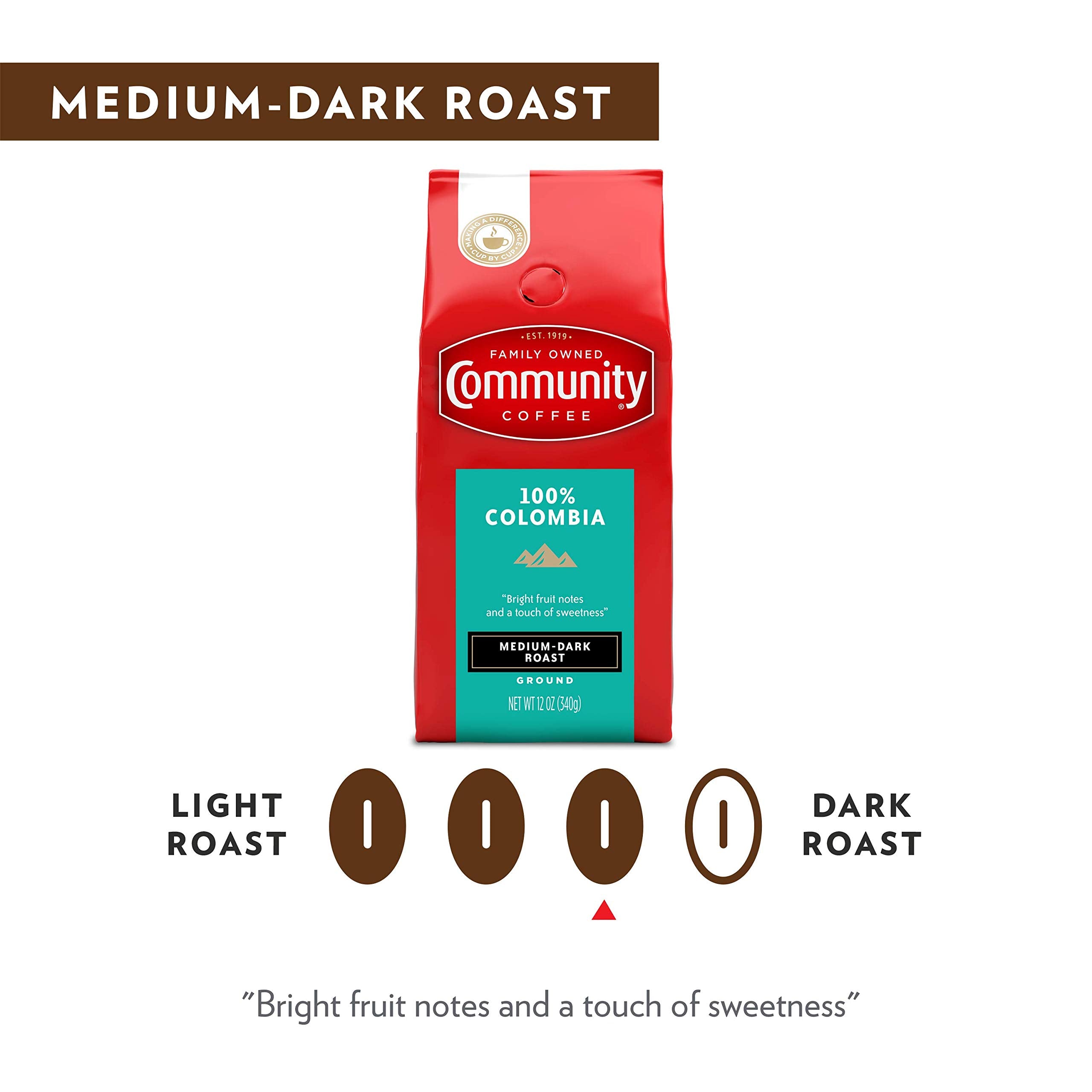 Community Coffee 100% Colombia, Medium Dark Roast Ground Coffee, 12 Ounce (Pack of 1)