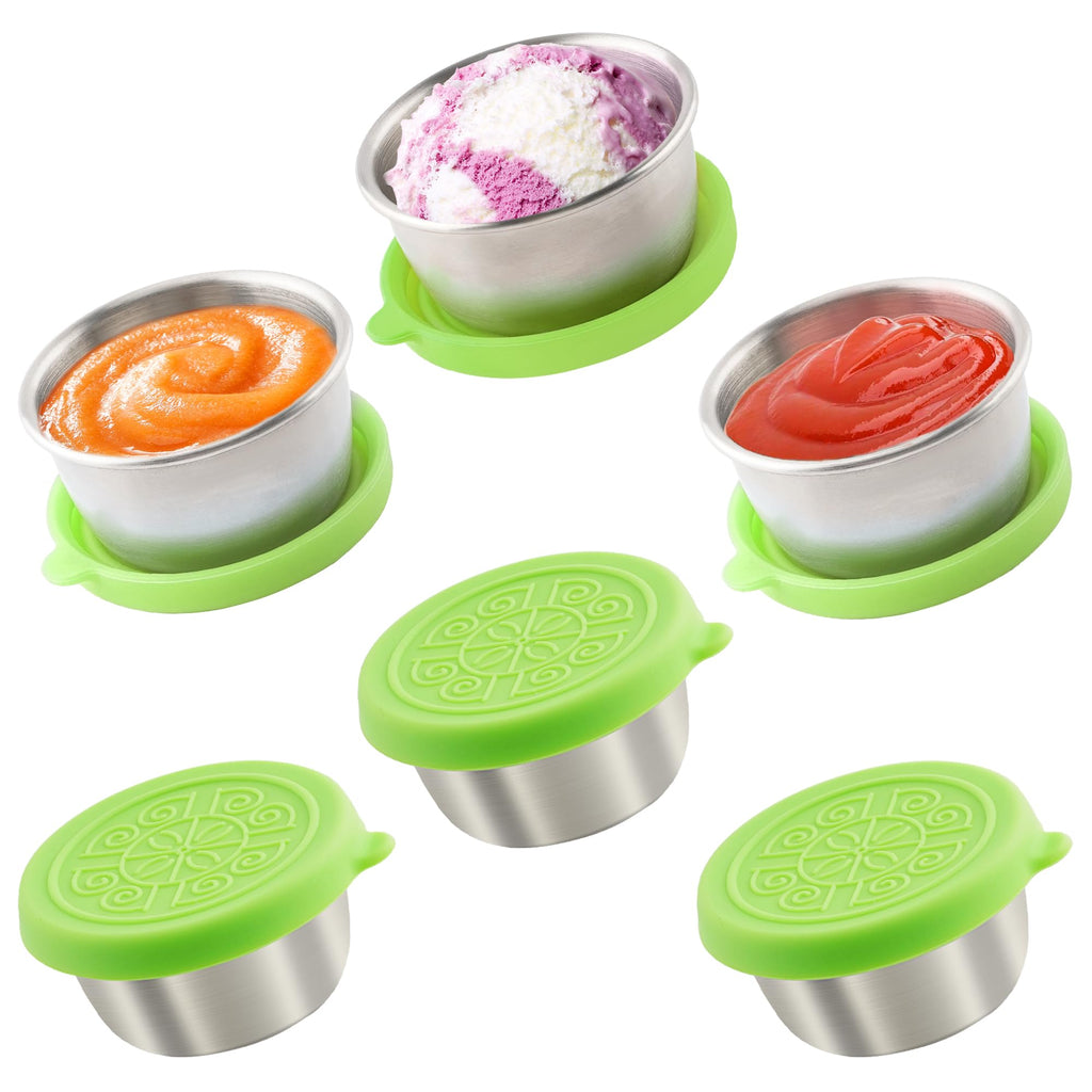 Qukaka 1.6 oz Stainless Steel Salad Dressing Containers with Lids, 6 Pack