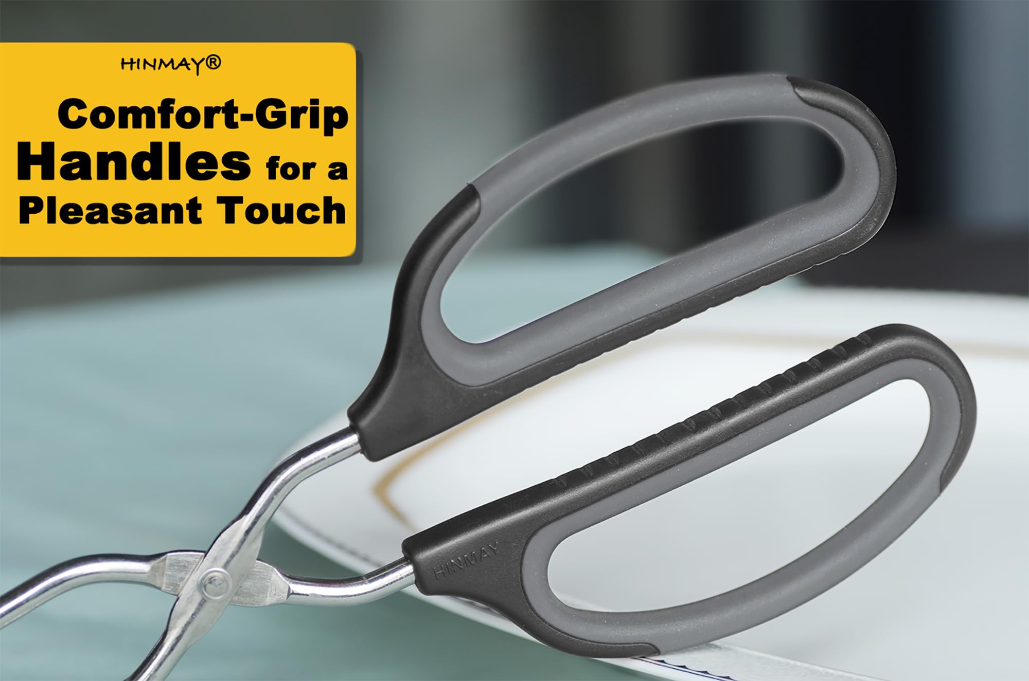 HINMAY Scissor Tongs 16" Extra Long Stainless Steel Barbecue Grilling Tongs