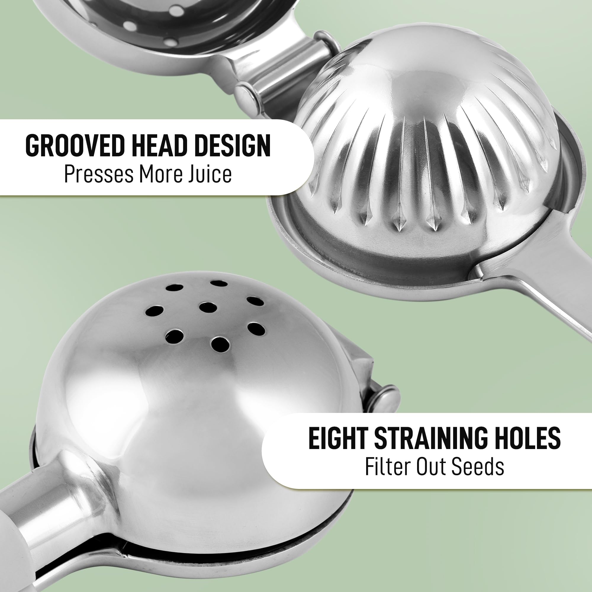 Zulay Kitchen Extra Large Lemon Squeezer Stainless Steel - Easy Squeeze Heavy Duty Lemon Juicer Hand Press - Ergonomic Citrus Squeezer & Fruit Juicer for Small Oranges, Lemons, & Limes - Silver