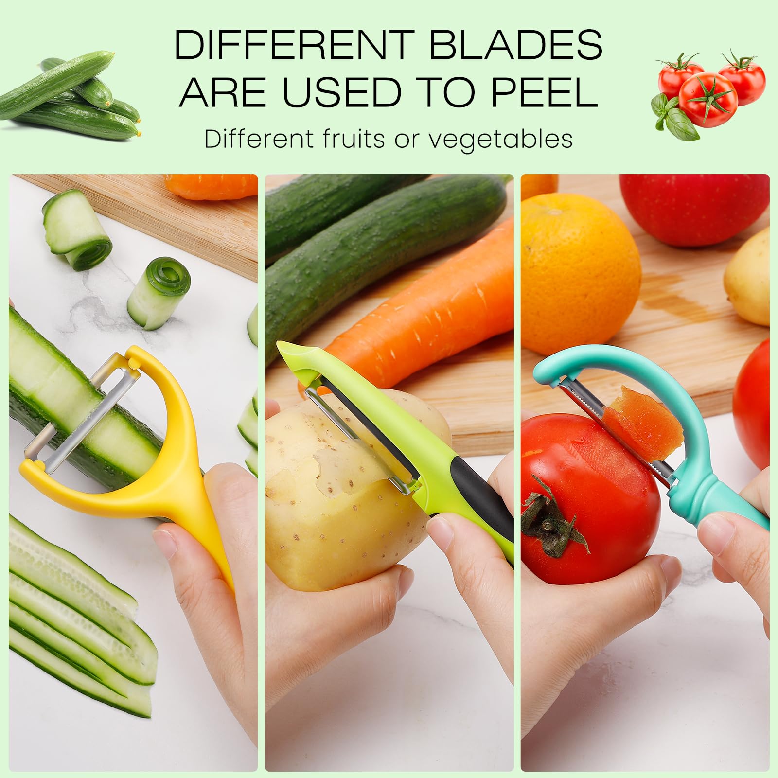 Senbowe Upgrade Potato Peeler for Kitchen, 6PCS Stainless Steel Vegetable Peeler, I and Y Veggie Food Peeler for Apple Fruit Carrot Zucchini Cucumber,Good Grip Makes Peeling Very Easy