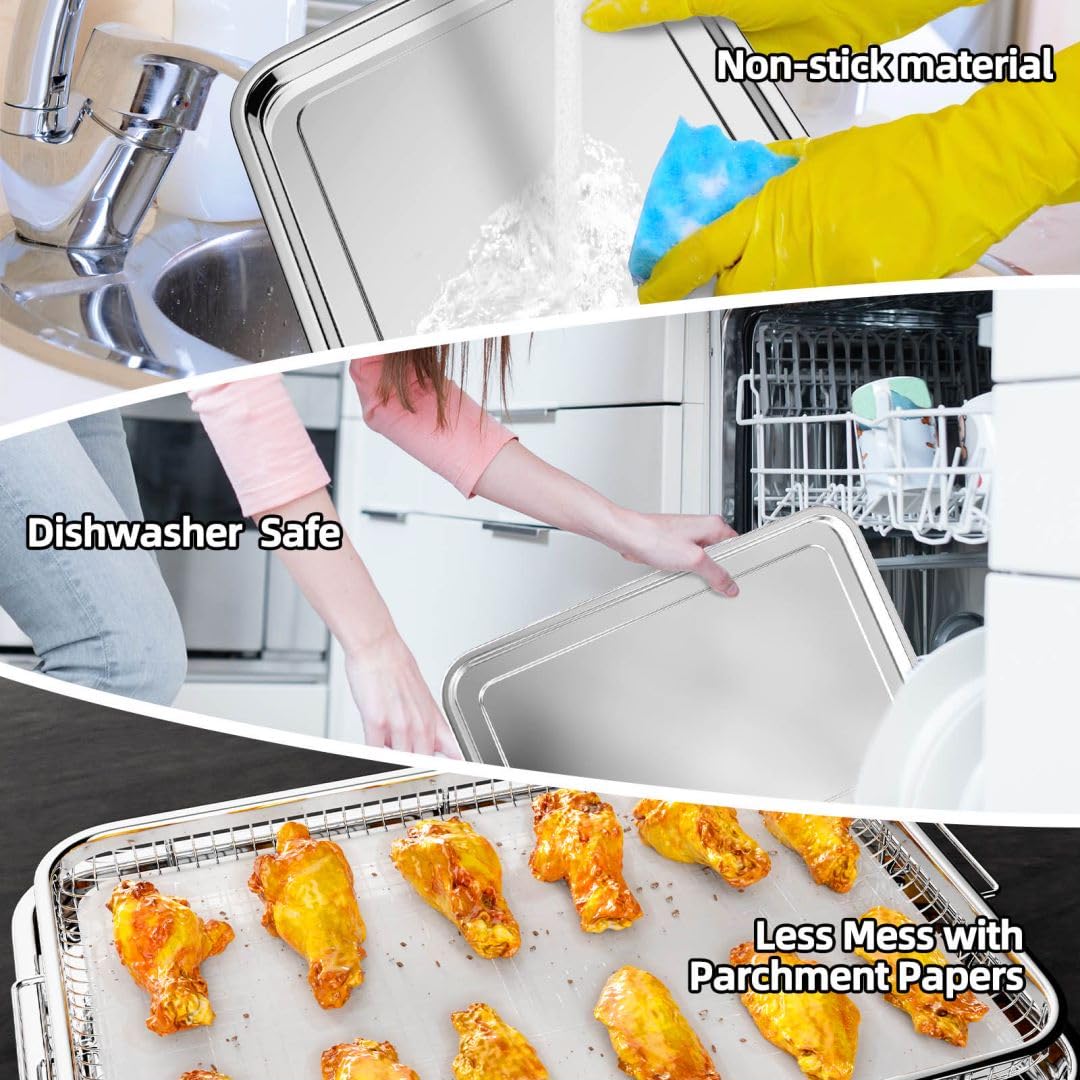 Air Fryer Basket for Oven, Extra Large Oven Air Fryer Basket and Tray Set