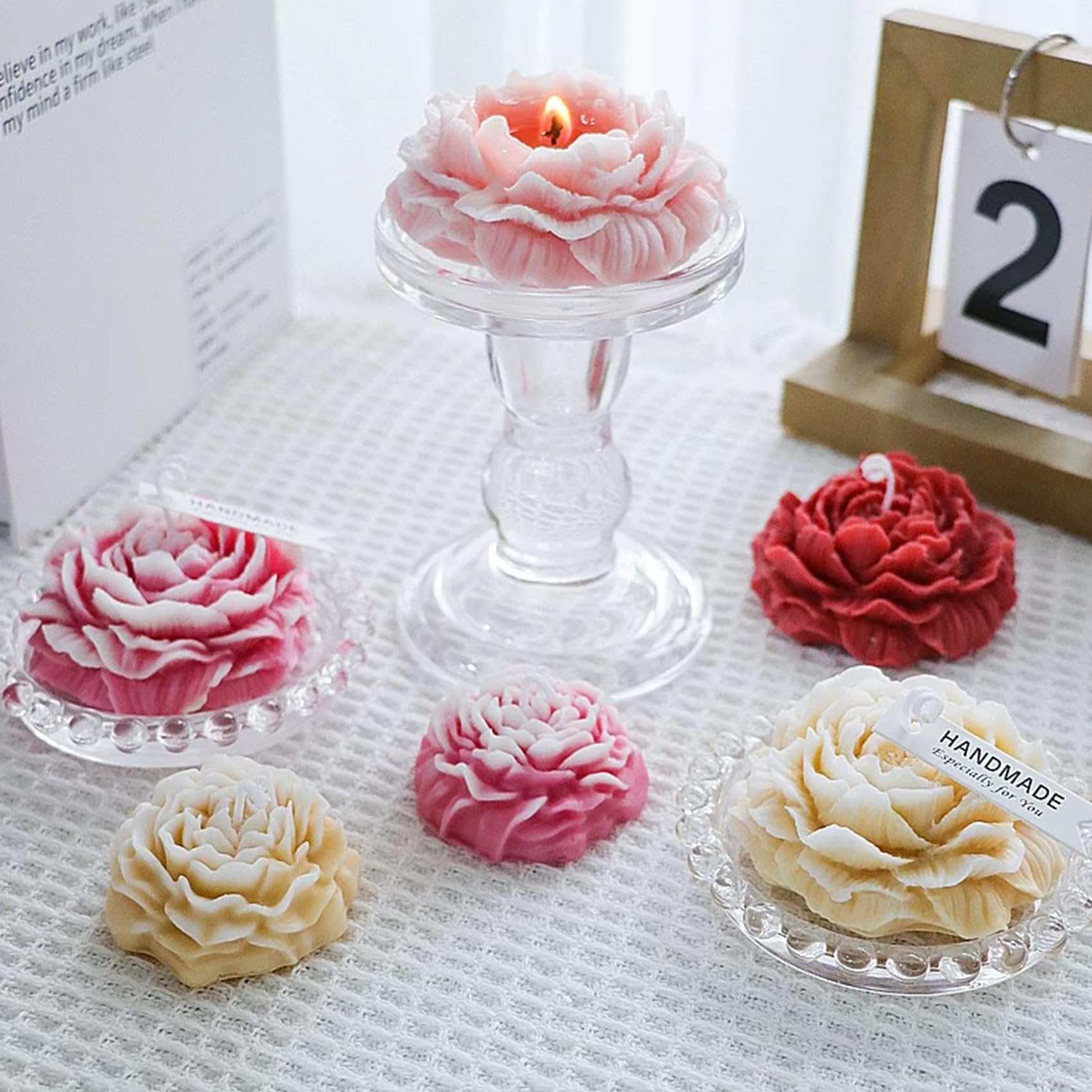 MGLIFEUL 2PCS 3D Flower Candle Making Molds Moldes de Silicona para Velas
