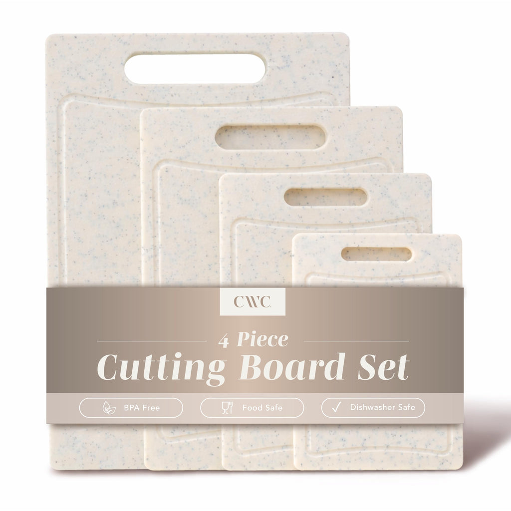 COOK WITH COLOR Non-Slip Cutting Board Set – Kitchen Essentials with Easy Grip Handle for Meat, Veggies, and Fruits, 3 Cutting Boards, Blue and White Marble