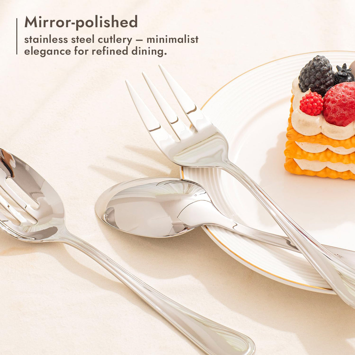 45 Piece Silverware Set for 8 with Serving Utensils, 18/10 Stainless Steel