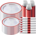 Goodluck 175 Pcs Clear Red Plastic Dinnerware Sets for Party for 25 Guests