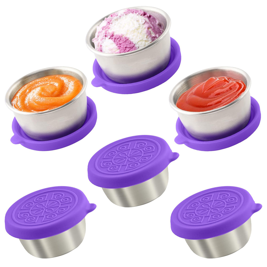 Qukaka 1.6 oz Stainless Steel Salad Dressing Containers with Lids, 6 Pack