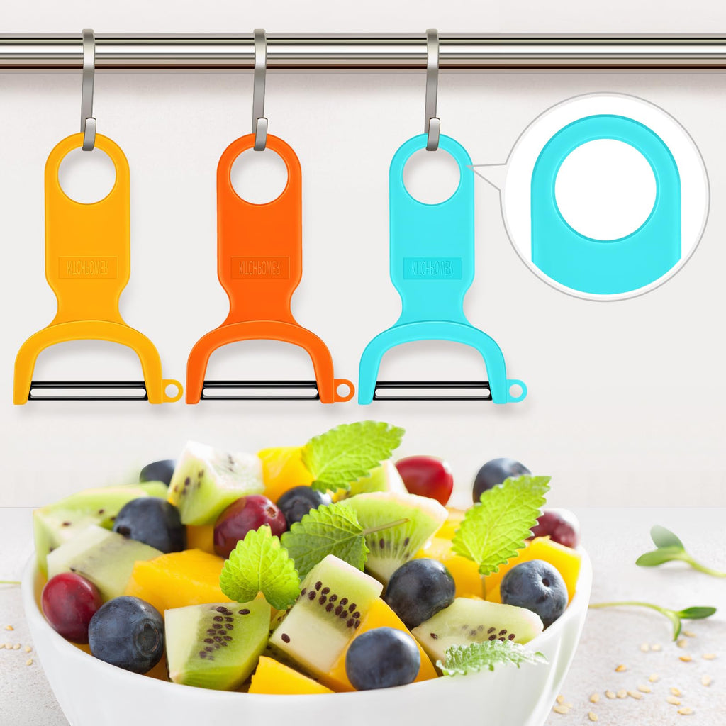 Original Vegetable Fruit Peeler Carbon Steel Blade 3 Pack Orange/Blue/Yellow…