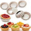 DATANYA Mini Tart Pans Removable Bottom 3 Inch, Carbon Steel Nonstick Quiche Pan Pie Tart Tin Mold, 0.8inches High for Baking Tartlets, Pies, Cakes, Cupcakes - Premium Champagne Gold 12PCS