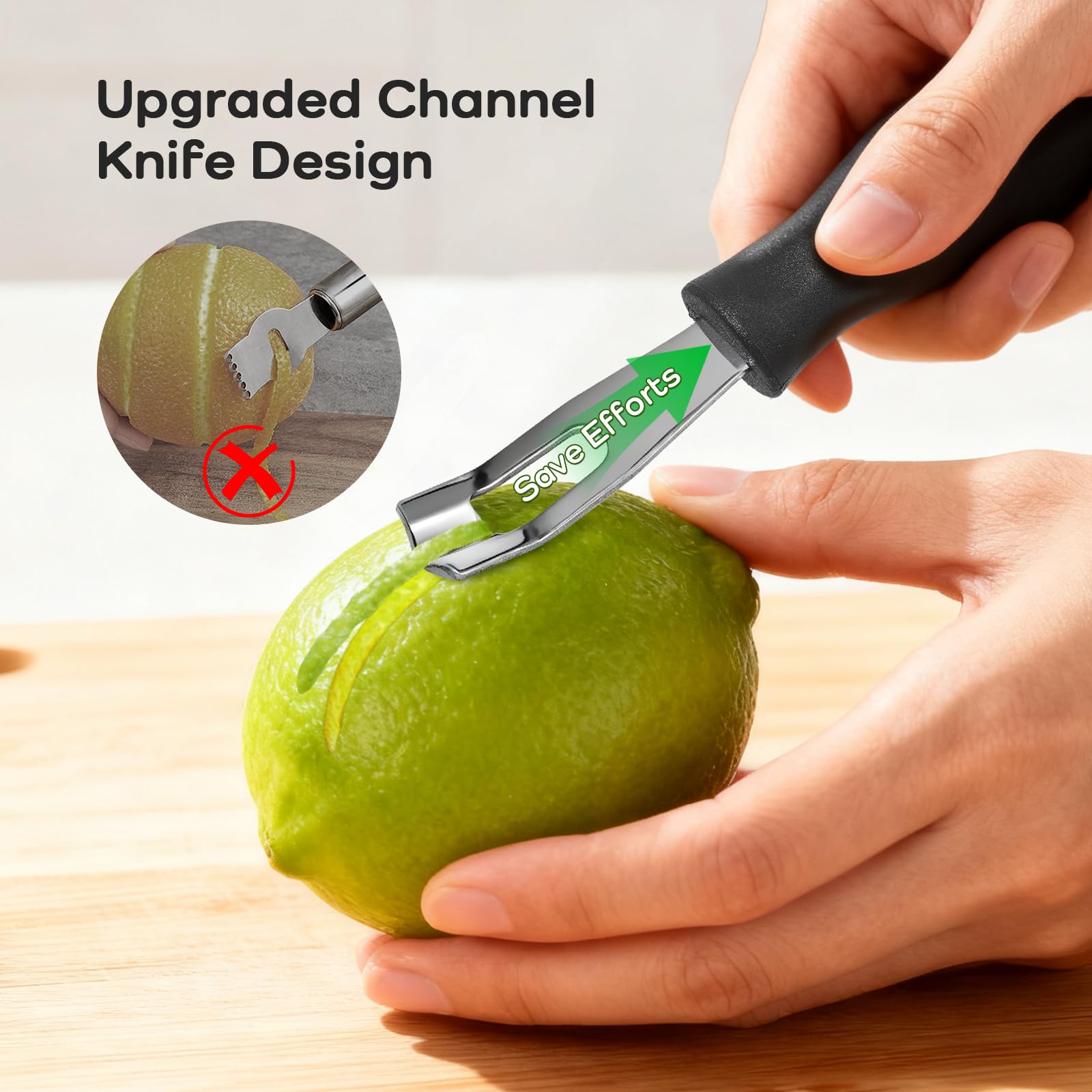 Channel Knife Lemon Peeler Zester-Garnish for Cocktail Mixers- Triangular, V-Shaped Stainless Steel Professional Grade Bar Tool-Fruit Peeler Zester (Peeler A)