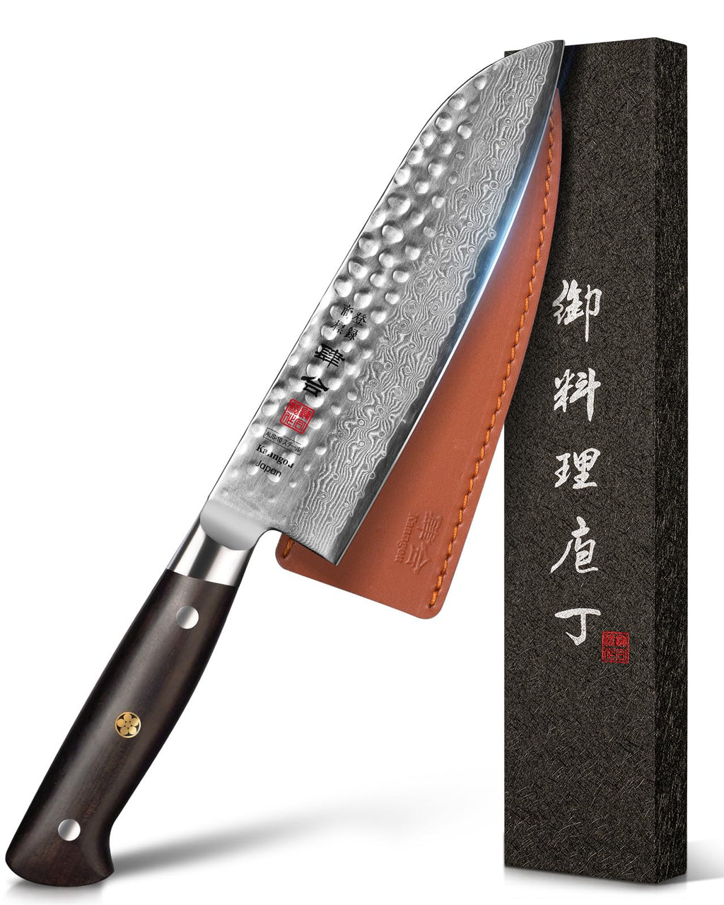 kanngou Japanese Chef Knife Kitchen Knife with 67 Layers Damascus Steel AUS-10 Core, Professional Damascus Knife with Full-Tang Ebony Wood Handle and Premium Gift Box (8.27 Inch Kiritsuke Knife)