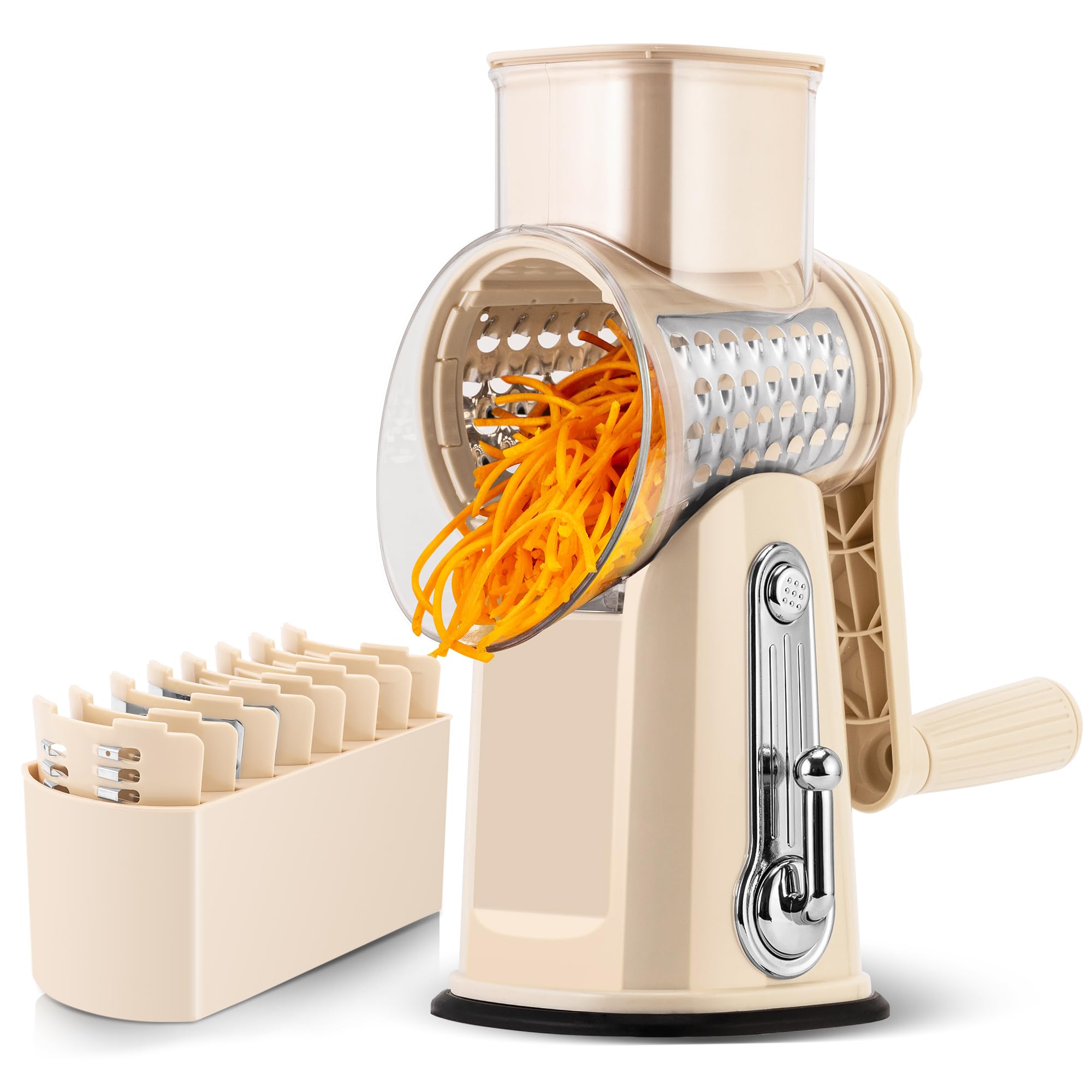 SUSTEAS Rotary Cheese Grater 5 Blades,Kitchen Mandoline Vegetable Slicer