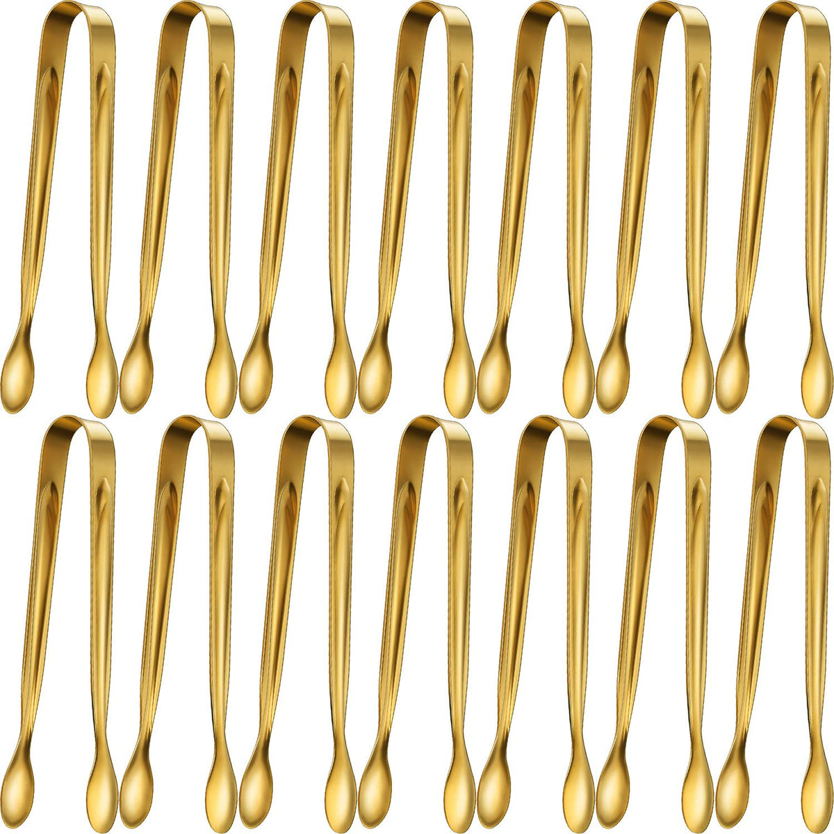 Gejoy 12 Pieces Mini Tongs Stainless Steel Small Sugar Serving Tongs for Charcuterie Board Appetizers Dessert Serving Food Tiny Party Danish Candy(6 Inch,Gold)