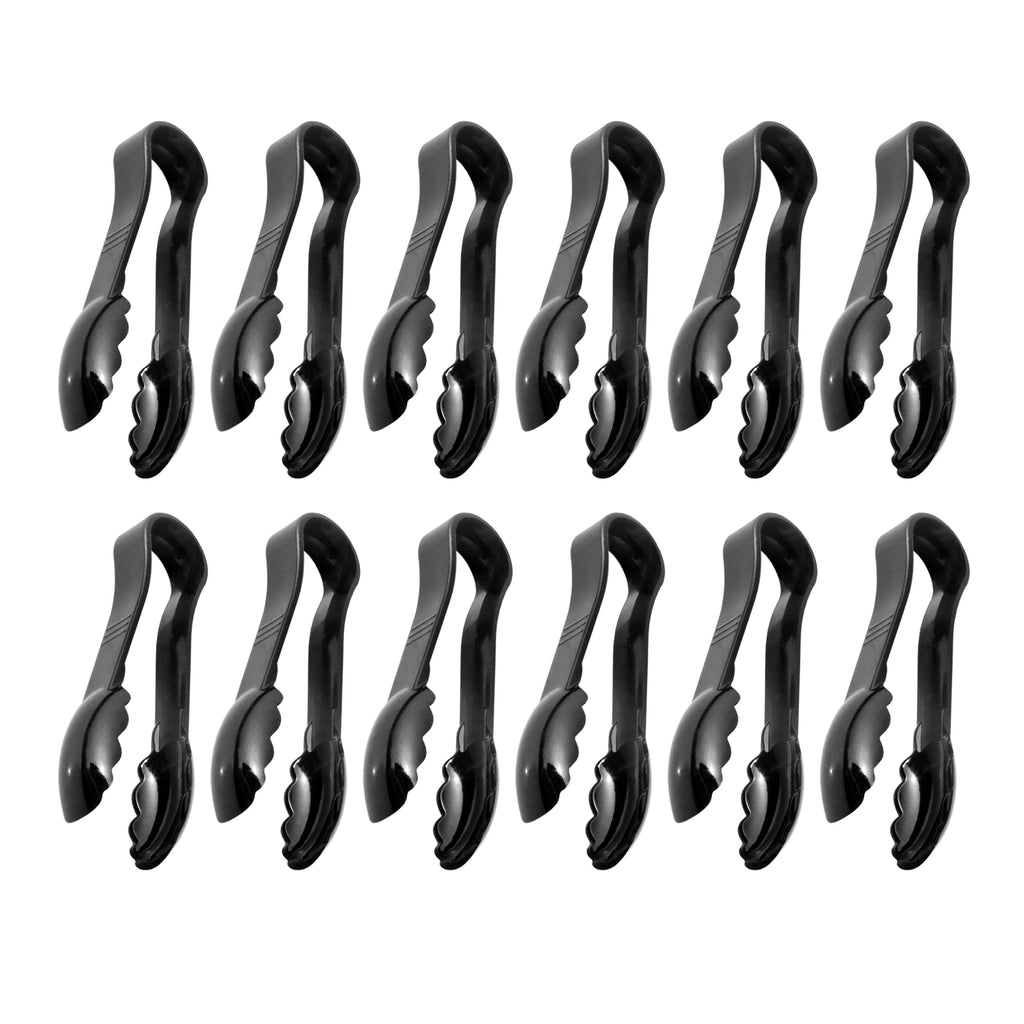 New Star Foodservice Utility Tong, High Heat Plastic, Scalloped, Set of 12 (6-Inch, Clear)