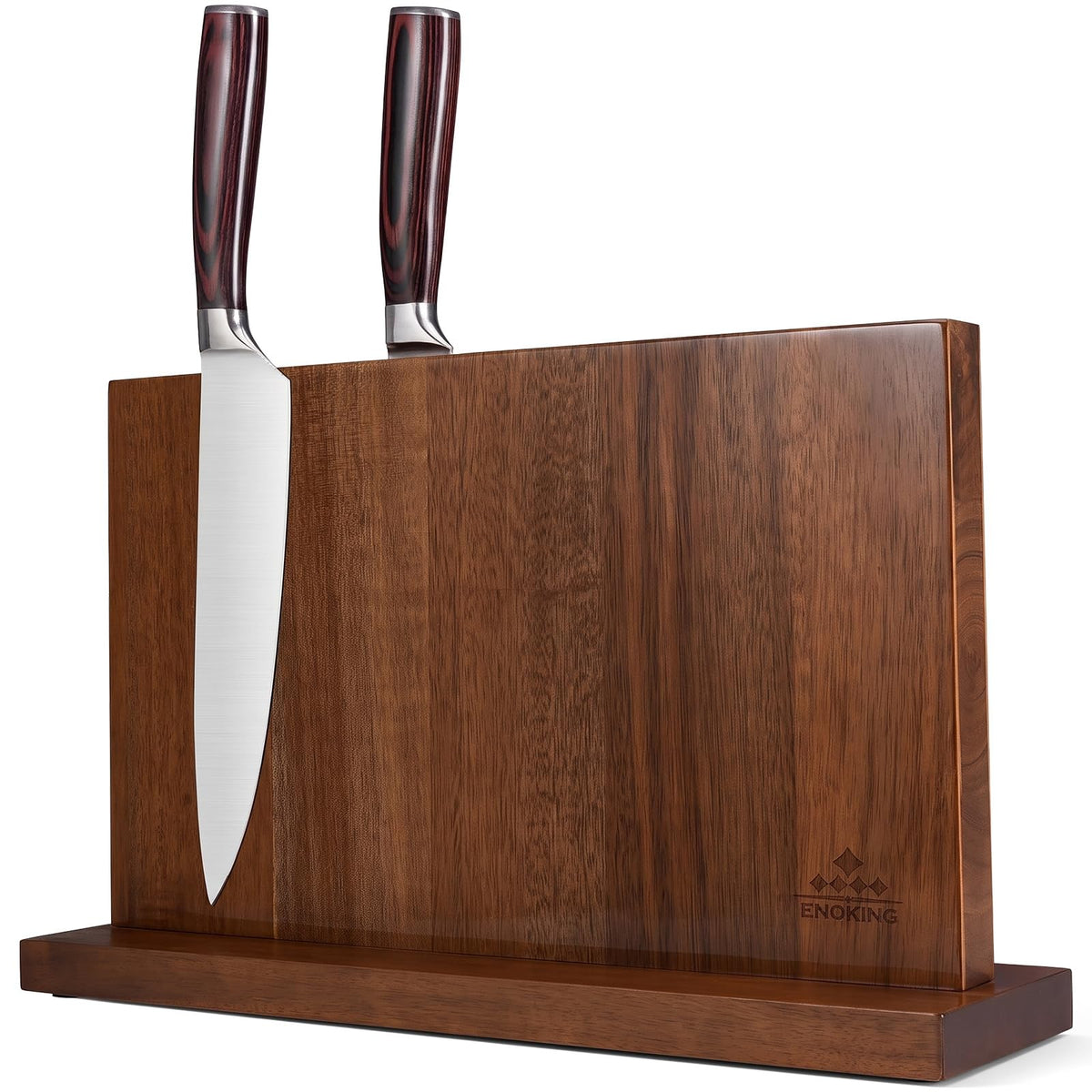 ENOKING 15 * 9-In Large Magnetic Knife Block, Acacia Wood Knife Holder for Home Kitchen, Universal Knife Holder Stand with Strong Enhanced Magnets for Safe and Multifunctional Knife Storage