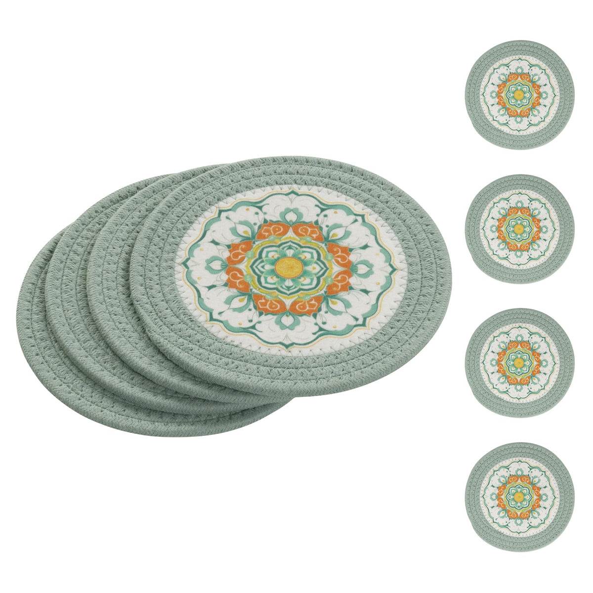 SHACOS Sage Green 8 Inches Trivets for Hot Dishes, 4 Pieces