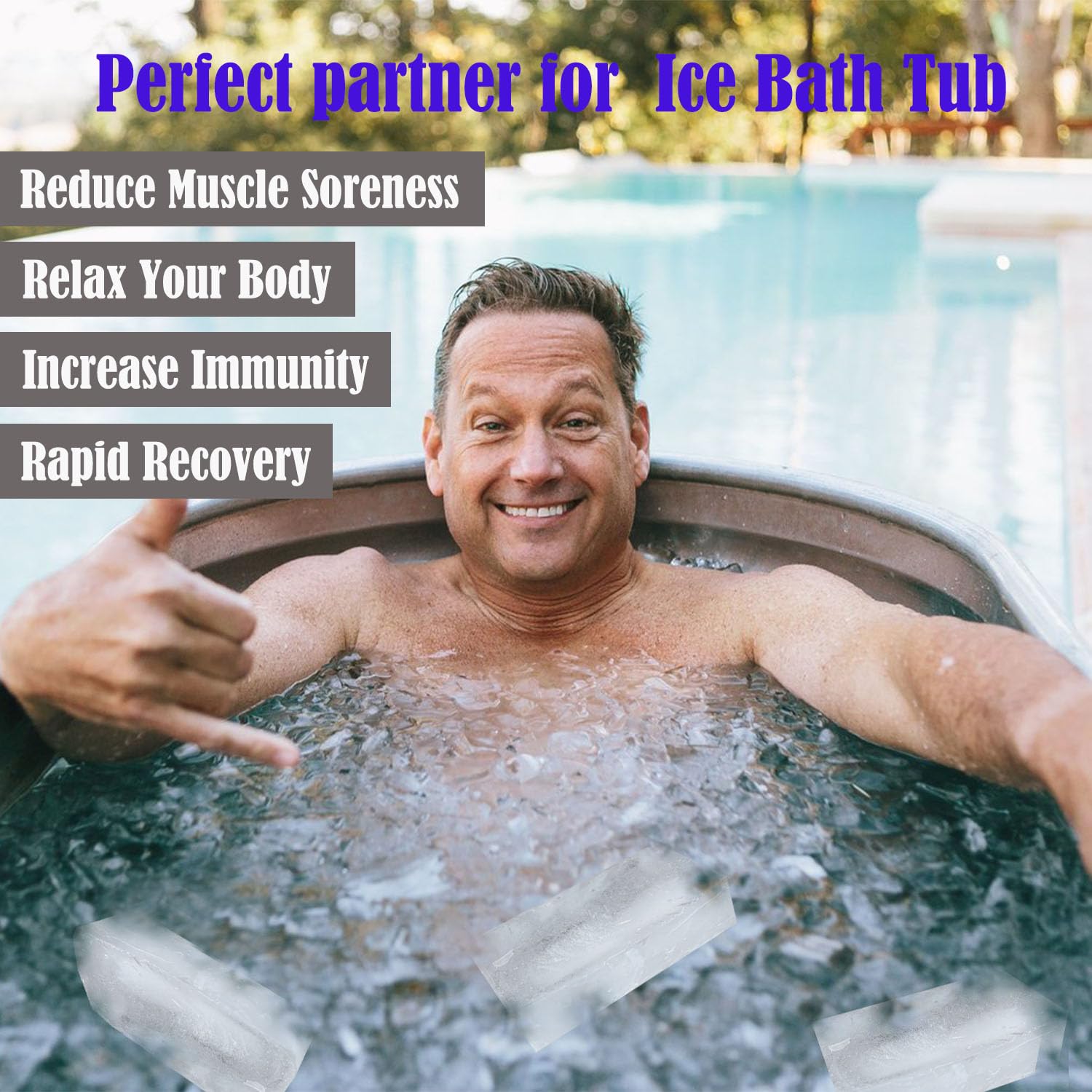 5Pcs Extra Large Ice Block Mold, Grey Silicone Ice Block Molds for Ice Bath Tub, Big Ice Cube Molds for Ice Bath, Ice Maker for Cold Plunge or Coolers, Ice Tray Accessories for Ice Bath Chiller
