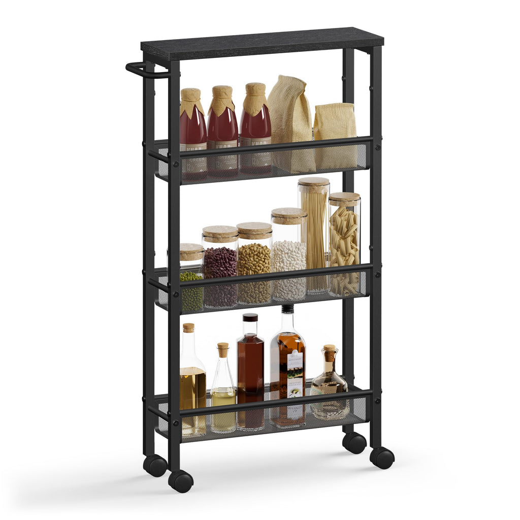 VASAGLE 5-Tier Slim Rolling Storage cart with Wheels, 5.1 Inches, Metal