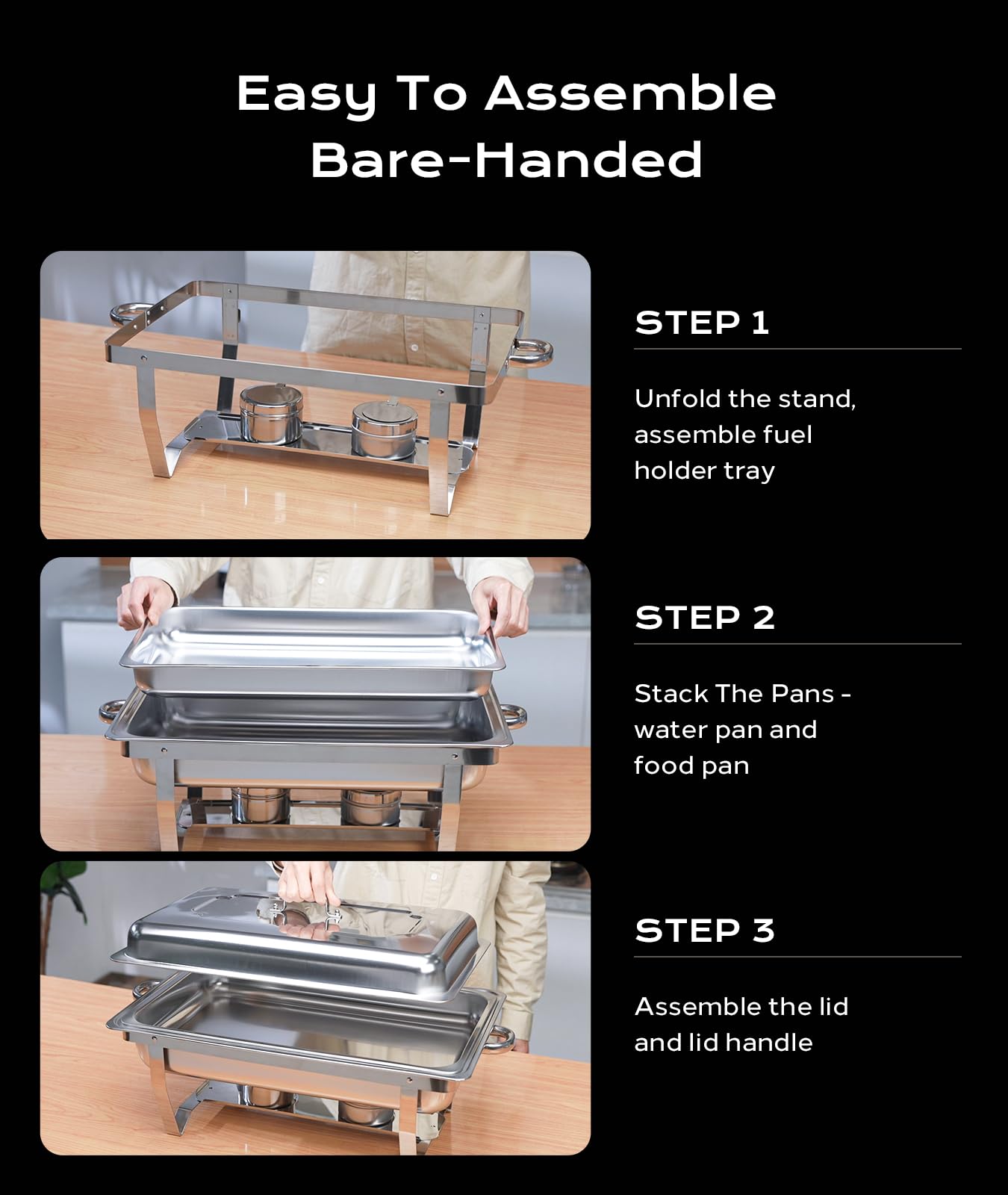 Chafing Dishes for Buffet 4 Pack, 9QT [Mirror-Like Polished Finish] Food Warmers for Parties Buffet [No Fingers Cut] Roll Edge Designed Chafing Dish Buffet Set for Any Party with Complete Set
