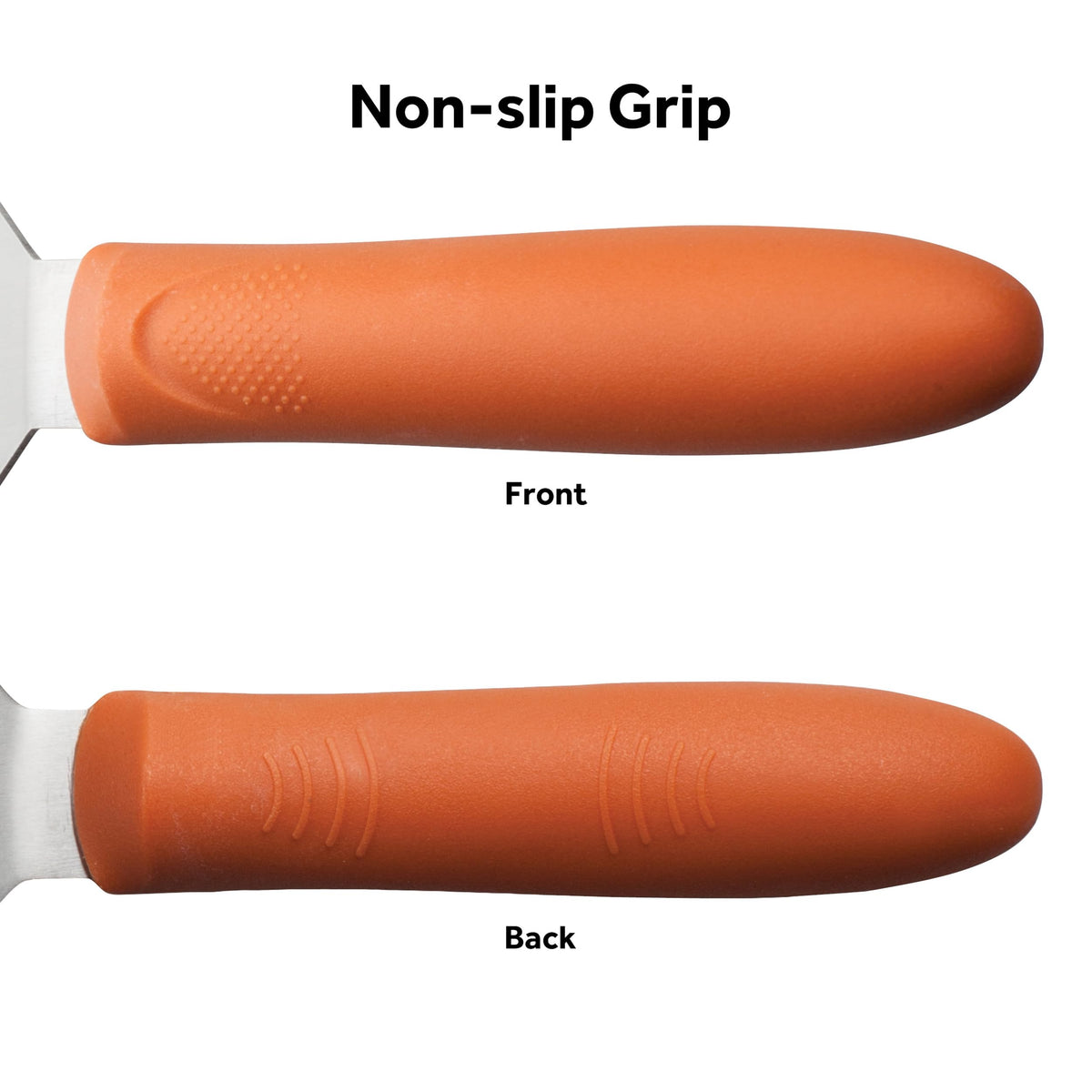 Winco 8" x 3" Orange Cool Touch Handle Griddle Turner/Spatula