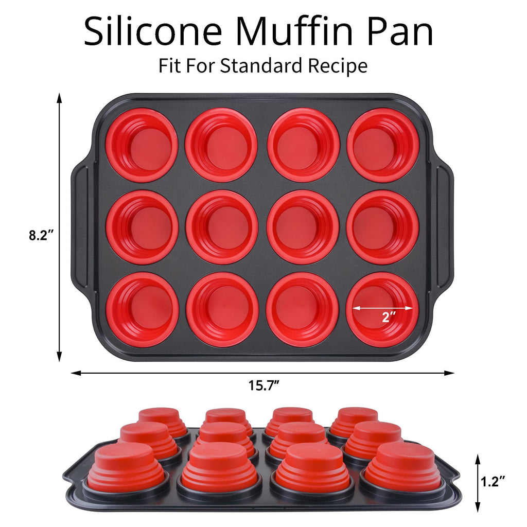 Lyveit Silicone Muffin Pan for Baking with Metal Frame