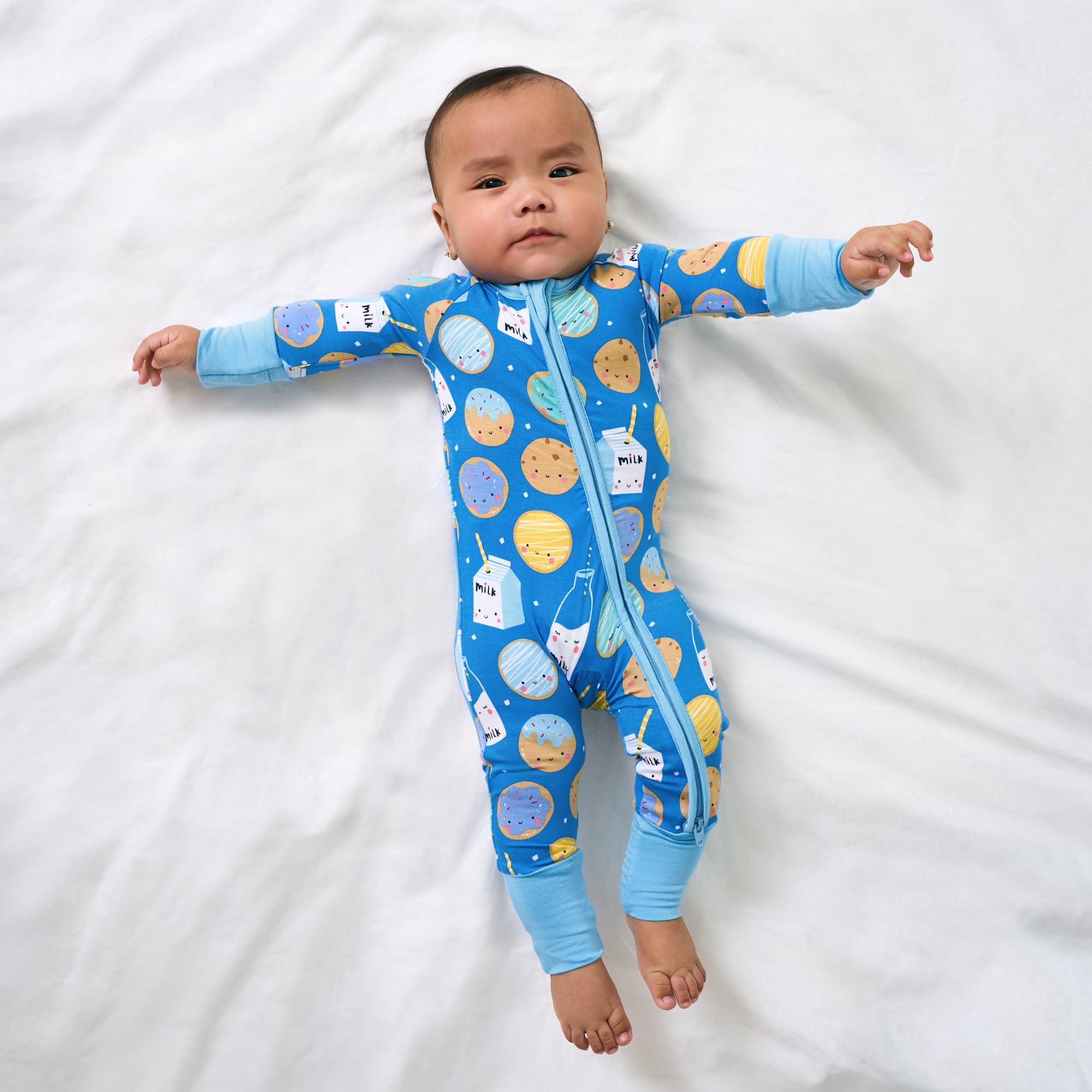 Little Sleepies Baby Pajamas, Blue Cookies & Milk, 0-3M