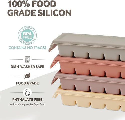 0.5 oz/12 Sections Silicone Ice Cube Freezer Tray with Lid, 100% Food-Grade Platinum Silicone,Leak Resistance & Dishwasher Safe for Baby Food Prep,Breast Milk,Purees - Korean Made, Indie Pink