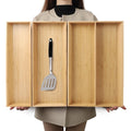BAMOTTO CRAFTBAMBOO Large Long V-Shaped Bamboo Drawer Organizer Set of 3