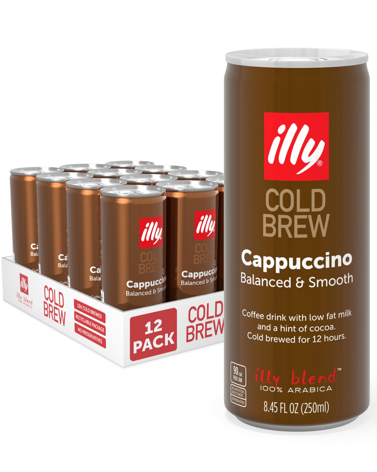illy Ready To Drink Classico Cold Brew Coffee, 8.45oz, 12 Pack