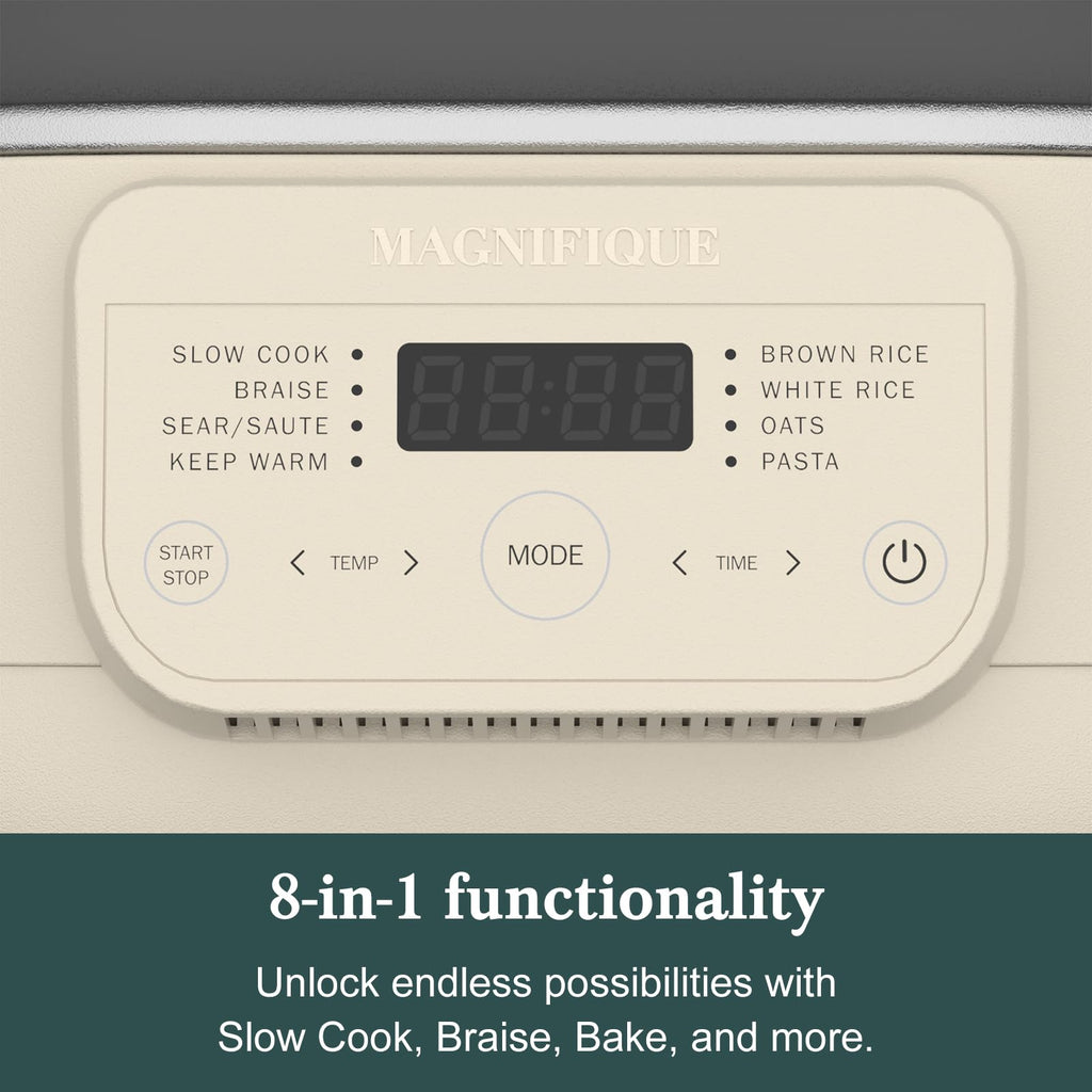 MAGNIFIQUE 6 Quart Multi-Cooker with 8-in-1 Casserole Programmable Slow Cooker, Dutch Oven, Pasta, Nonstick, Oven Safe Pot to 500°F Oatmeal
