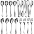 Patelai 15 Pieces Silver Serving Utensil Set, Stainless Steel Buffet