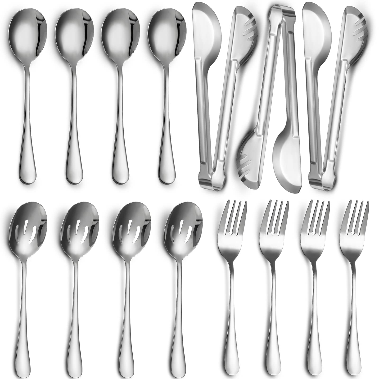Patelai 15 Pieces Silver Serving Utensil Set, Stainless Steel Buffet