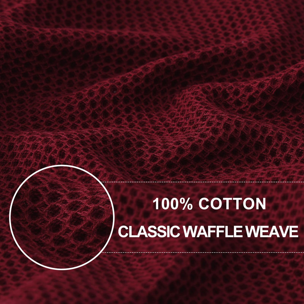 Homaxy 100% Cotton Waffle Weave Kitchen Dish Cloths, Ultra Soft Absorbent Quick Drying Dish Towels, 12 x 12 Inches, 6-Pack, Burgundy
