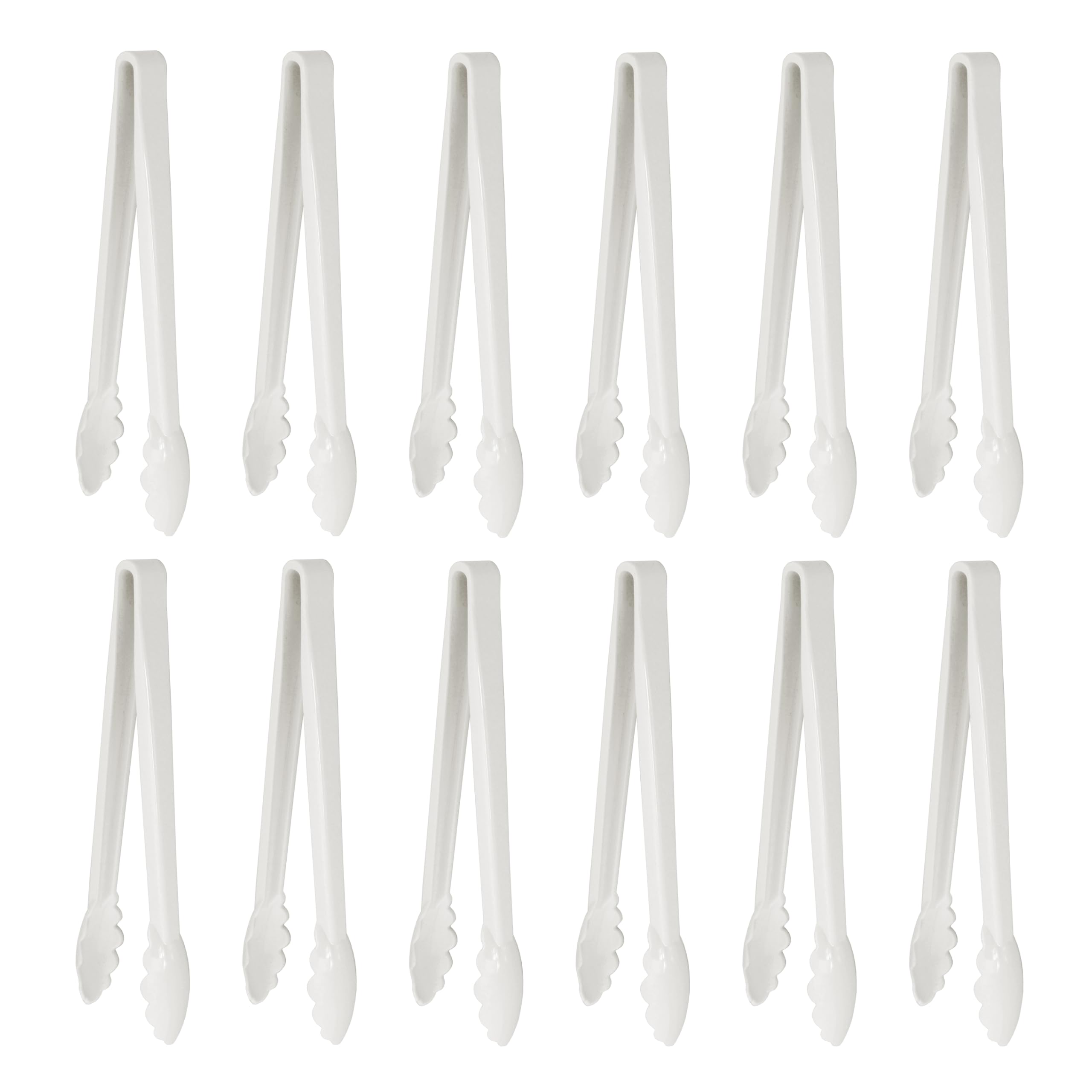 New Star Foodservice 35551 Utility Tong, High Heat Plastic, Scalloped, 12 inch, Set of 12, White