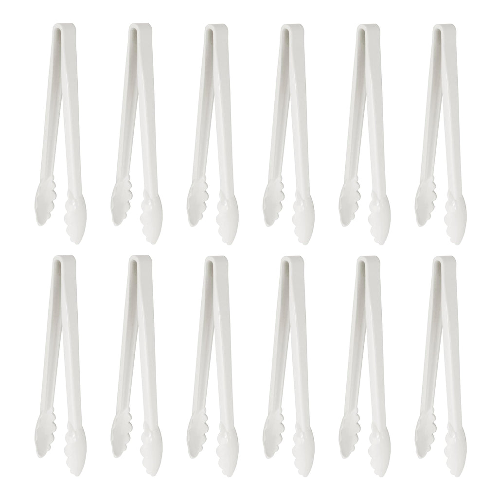 New Star Foodservice 35551 Utility Tong, High Heat Plastic, Scalloped, 12 inch, Set of 12, White